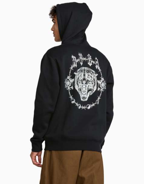 RVCA Benj tiger eyes zip-up hoodie in black - view 1