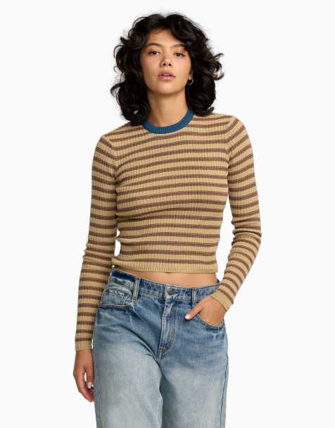 RVCA Bond stripe jumper in sand dune - view 1