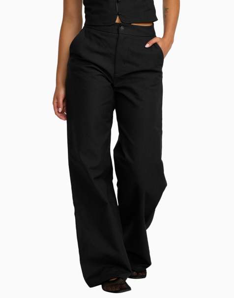 RVCA Bonnie linen blend trousers in rvca black - view 1
