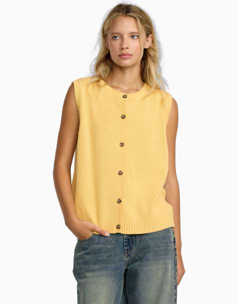 RVCA Carrie knitted vest in sand dune - view 1