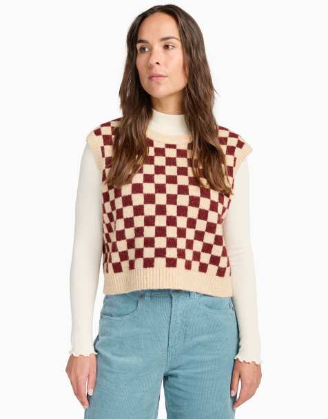 RVCA Check in jumper vest in wheat