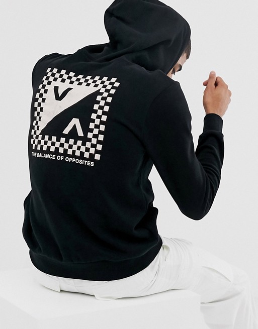 RVCA Checkmate printed hoody in black