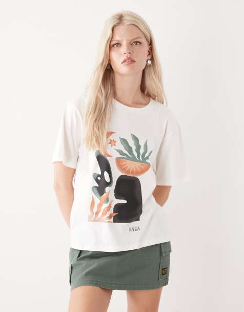 RVCA Collage short sleeve t-shirt in antique white - view 1