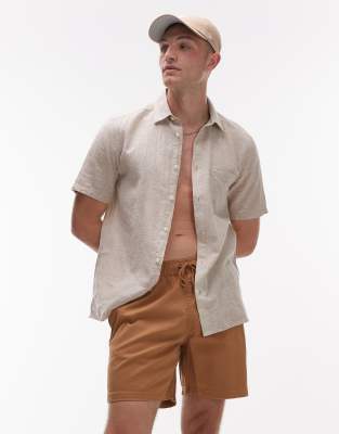 RVCA escape elastic waist short in camel-Neutral