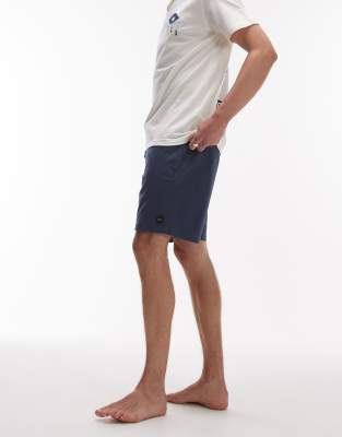 Rvca Escape Elastic Waist Shorts In Navy