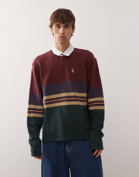 RVCA Harbor long sleeve polo shirt in red earth - view 1