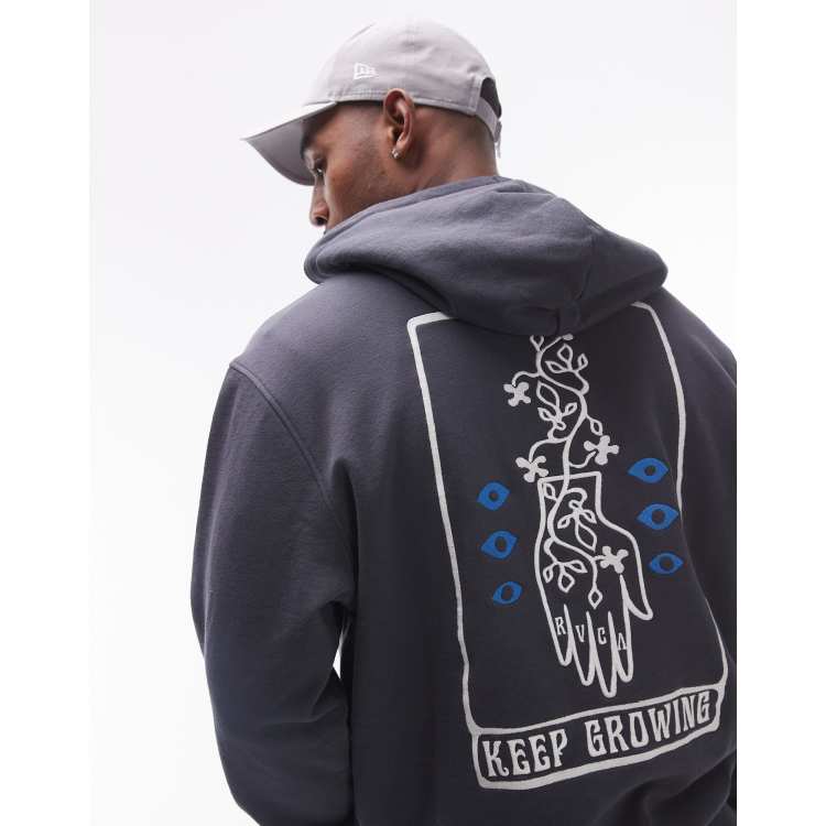 RVCA Keep Growing Felpa con cappuccio color blu garage ASOS