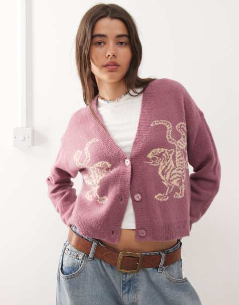 RVCA Kitty cardigan cardigan in orchid - view 1
