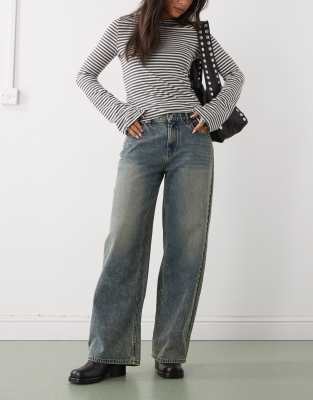 Rvca Loosey Relaxed Jeans In Blue