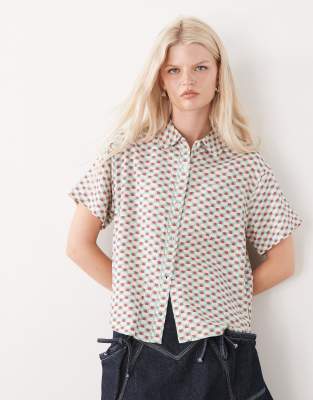 RVCA - Nauti - Kurzärmlige Hemdbluse in Himmelblau