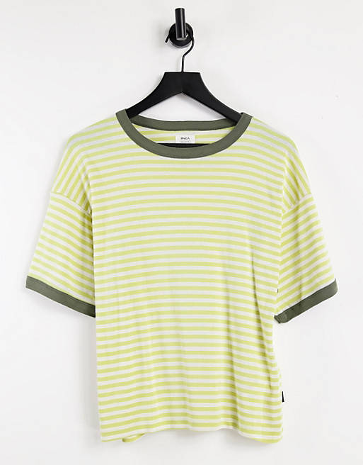 RVCA No Regard oversized t shirt in yellow stripe