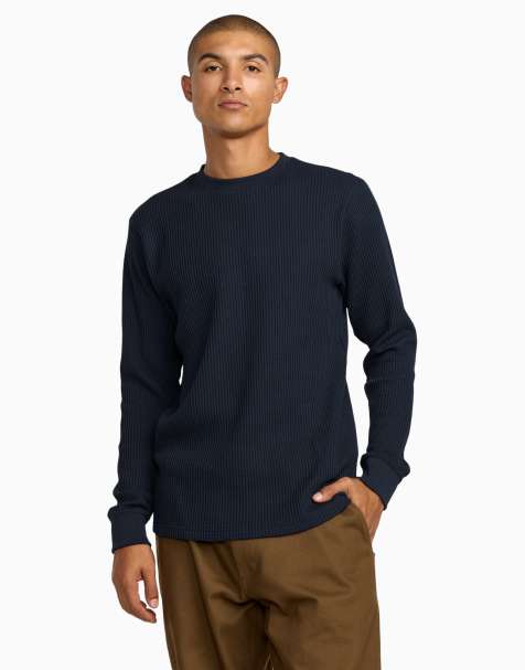 RVCA Recession collection day shift long sleeve thermal top in moody blue - view 1