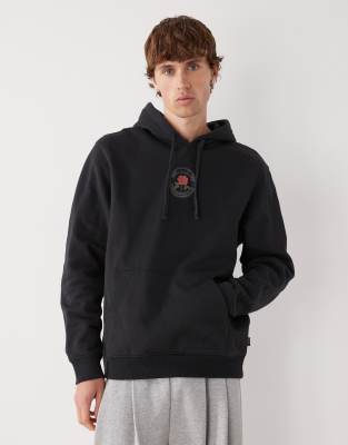 Roses - Kapuzenpullover in Schwarz mit Poster-Print Schwarz XS