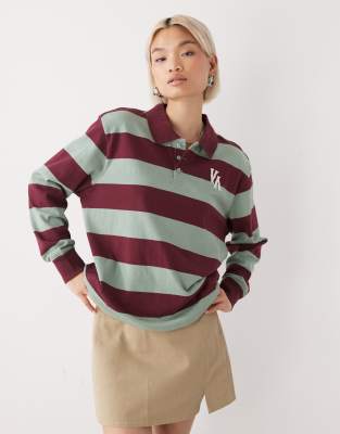 Rvca Rugby Long Sleeve Rugby Shirt In Green