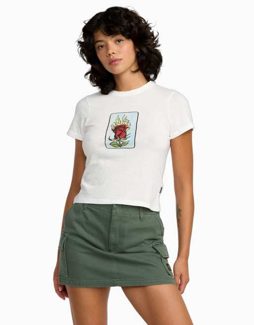 RVCA Spanky loteria 411 fitted t-shirt in vintage white