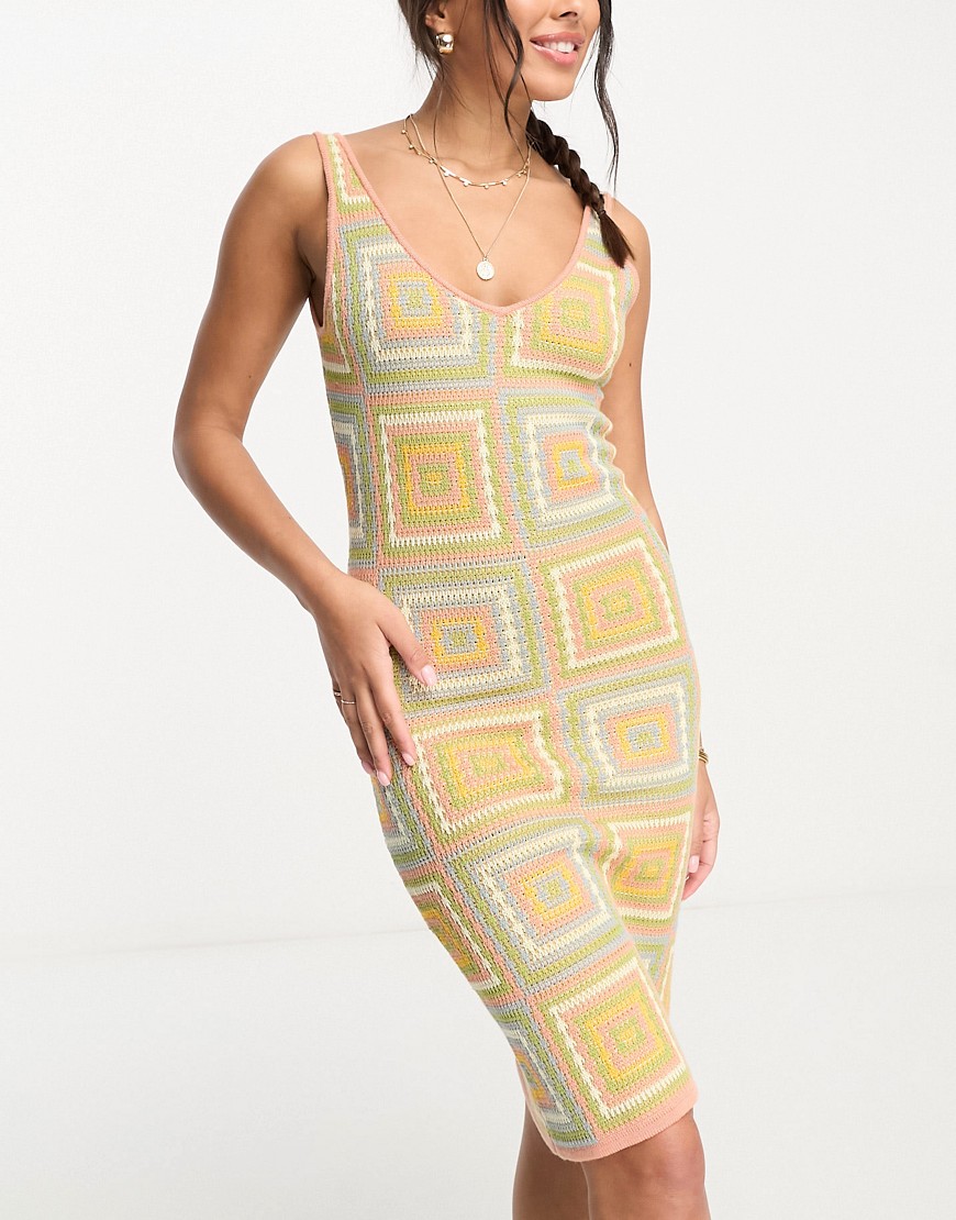 RVCA Squared crochet summer dress in multi print