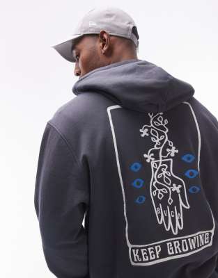 RVCA - Sweat à capuche avec inscription Keep Growing - Bleu garage - view 1