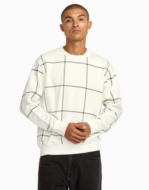RVCA Vacancy window pane sweatshirt in natural - view 1