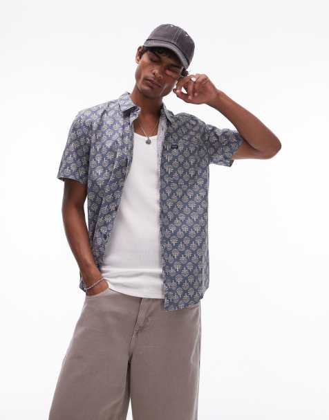 RVCA vacationisit short sleeve shirt in indigo