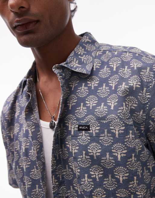 RVCA vacationist short sleeve shirt in indigo | ASOS