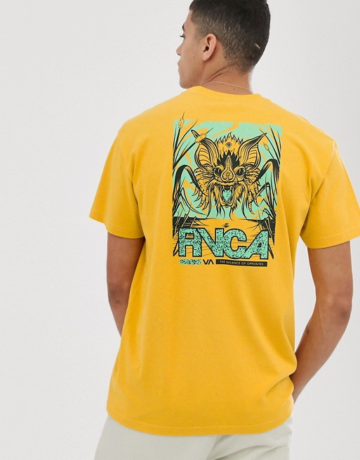RVCA Vampire Bat printed t-shirt in yellow