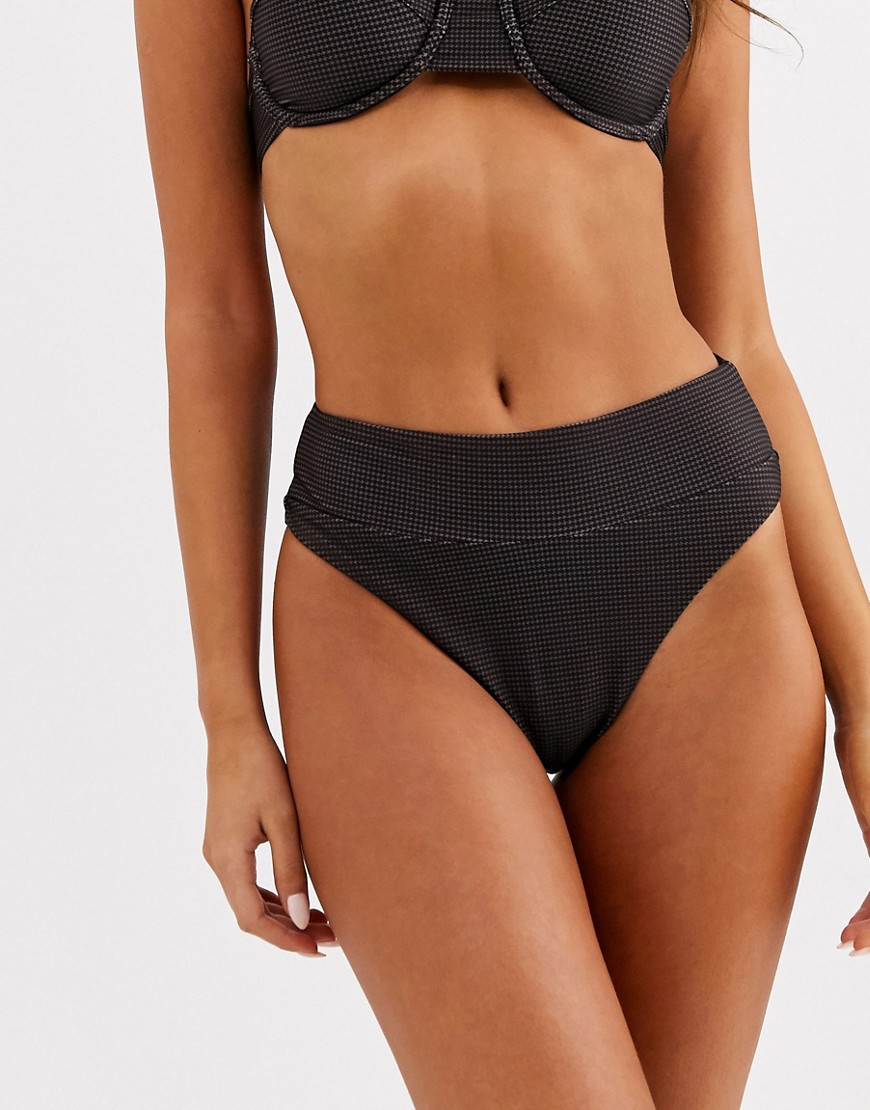 RVCA - Ventura - Bikinibroekje met hoge taille en kleine gingham-ruit-Zwart