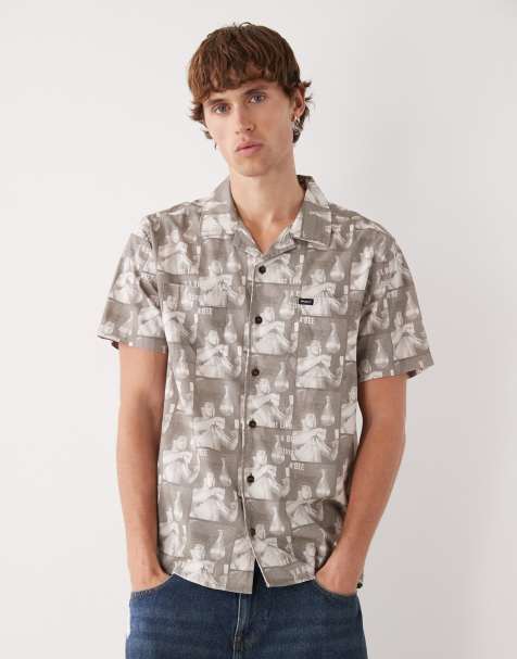 RVCA X ali float sting short sleeve shirt in mushroom - view 1