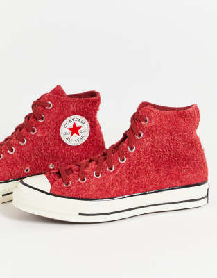 фото Рыжие высокие кеды из замши converse chuck 70-красный