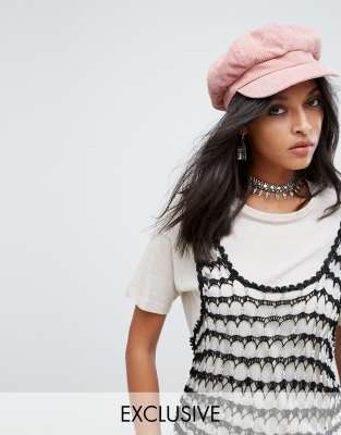 pink baker boy hat