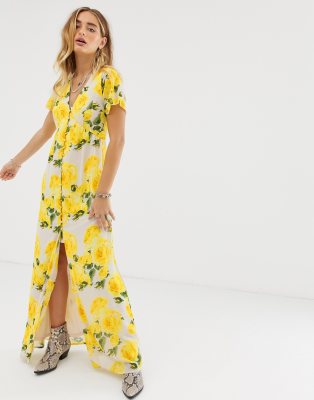 floral button front maxi dress