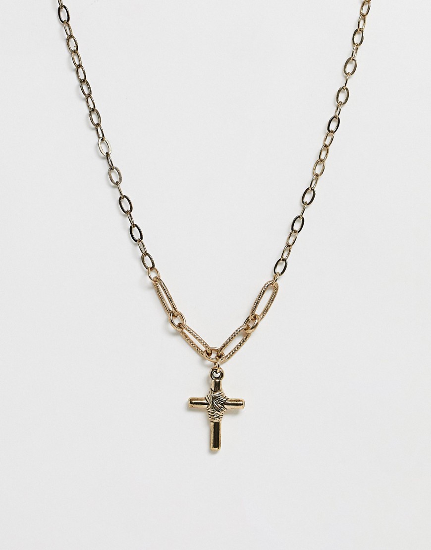 Sacred Hawk cross pendant necklace in gold