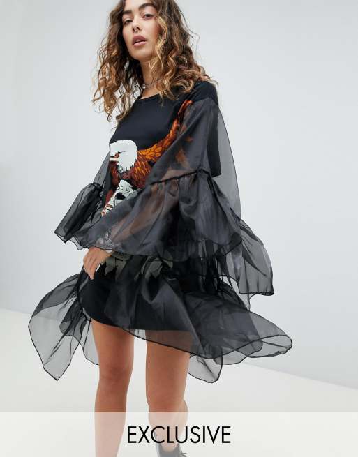 Sacred Hawk Robe t shirt grunge avec manches extr mes ASOS