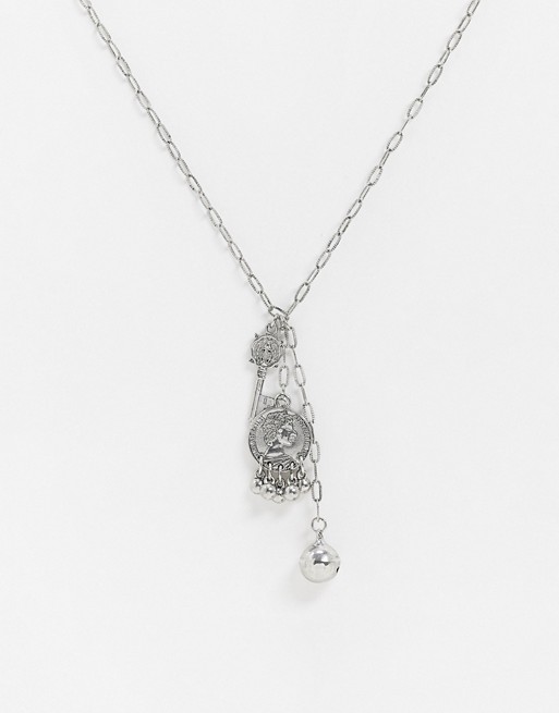 Sacred Hawk silver necklace with cluster pendant