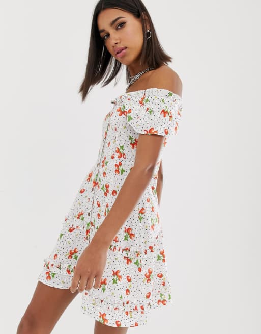 Sacred Hawk vintage tea dress in strawberry print ASOS