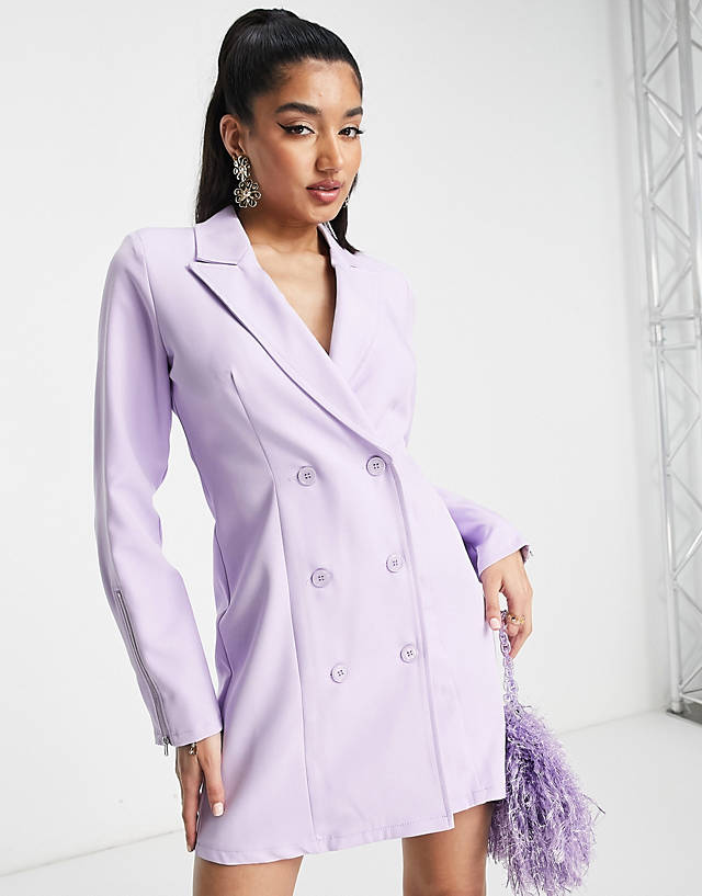 Saint Genies - blazer dress with zip sleeve detail in lilac