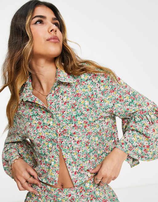 Saint Genies - Camicia a fiori con maniche con volant sul fondo, 3 di 4