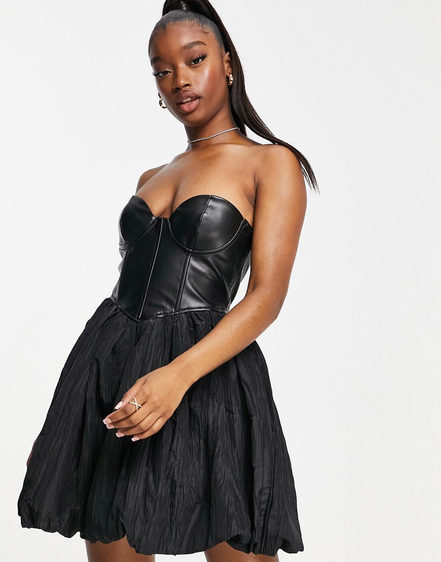 Saint Genies corset puff skirt dress in black