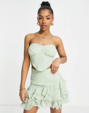 Saint Genies corset top co ord in mint