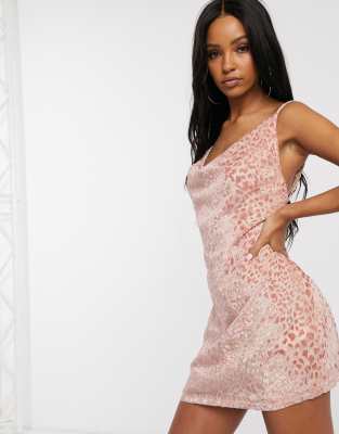 peach leopard print dress