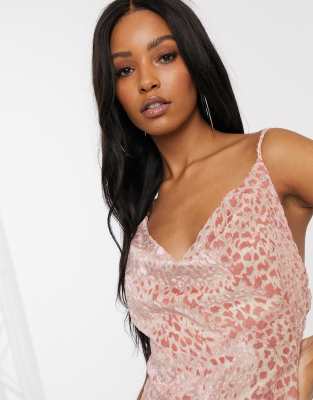 peach leopard print dress