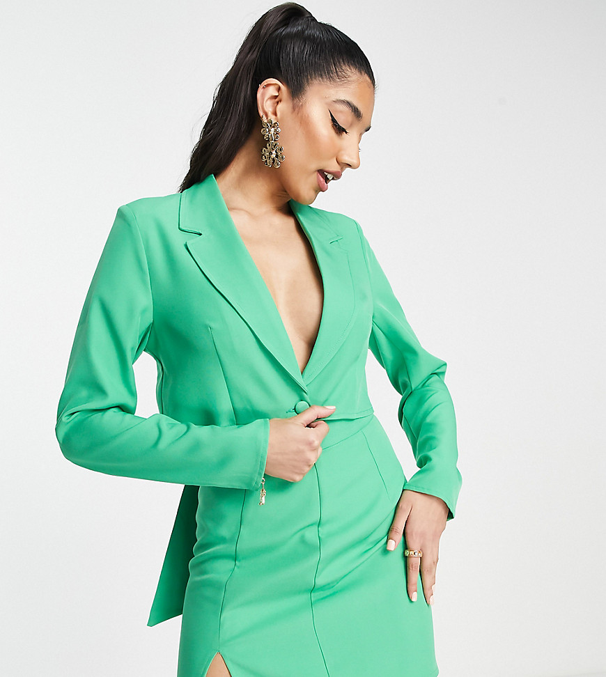 Saint Genies cropped blazer with bow back in green - part of a set