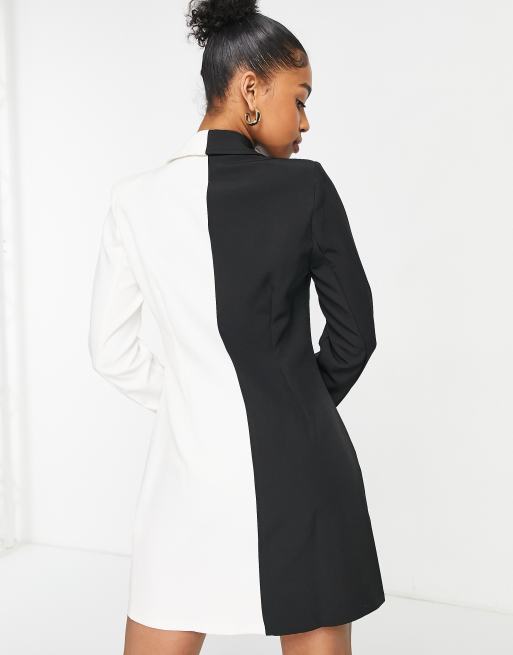 Saint Genies embellished color block blazer dress in black and