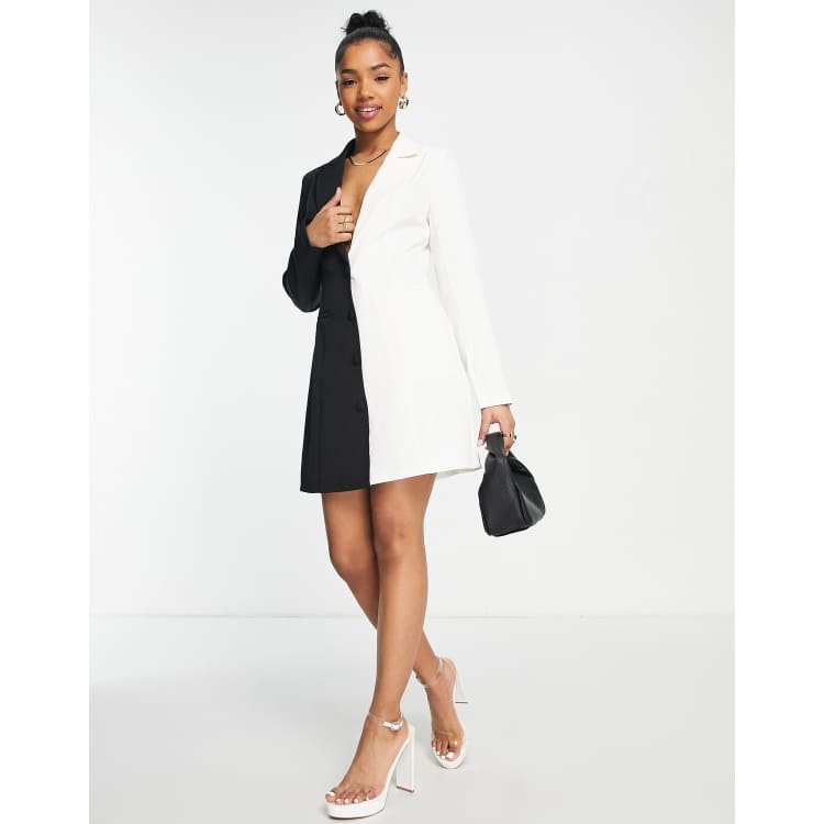 Black and on sale white jacket dress