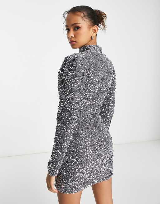 Warehouse high shop neck sequin dress