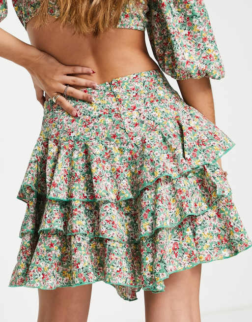 Saint Genies frill mini skirt in floral print part of a set ASOS