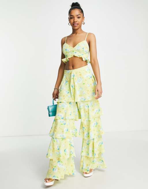 Yellow store floral pants