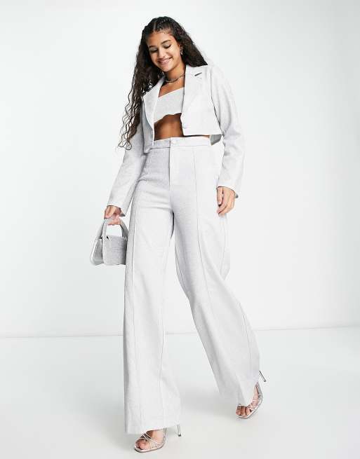 Saint Genies – Glitzernder Blazer mit kurzem Schnitt in Silber, Kombiteil, 4 von 4