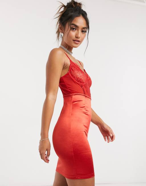 Plt red satin outlet dress