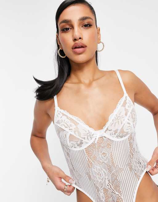 Lace Cupped High Leg Bodysuit