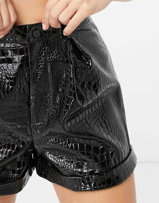 black croc shorts